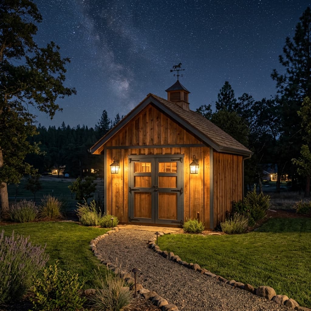 The Sierra Heritage custom wooden shed in Yuba City