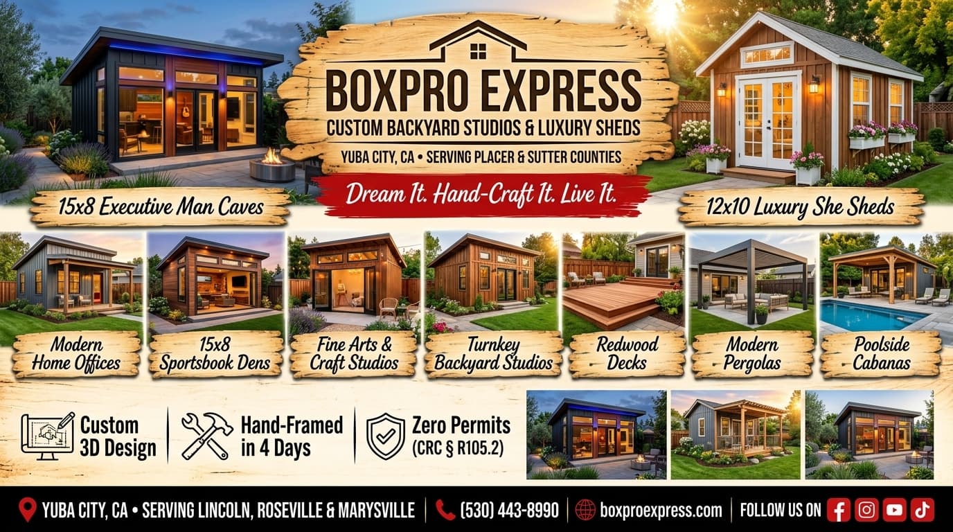 Boxpro Express Custom Backyard Studios & Luxury Sheds — Yuba City, Placer & Sutter Counties