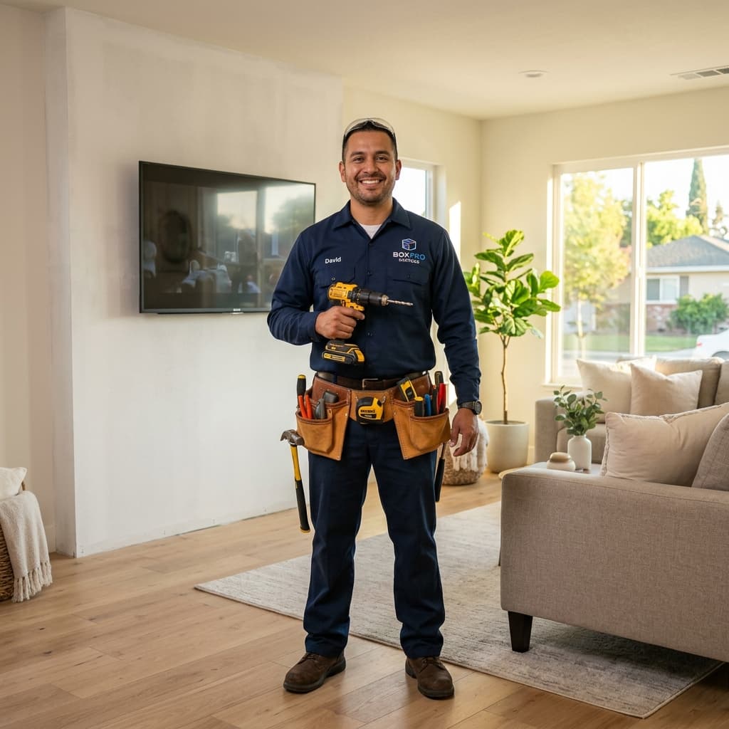 Professional handyman in Yuba City California - Boxpro Express crew member ready to help