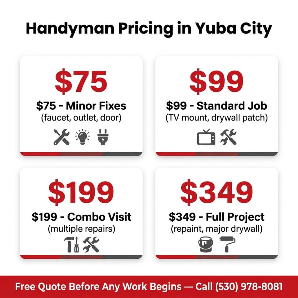 Handyman pricing guide for Yuba City California β Boxpro Express rate card