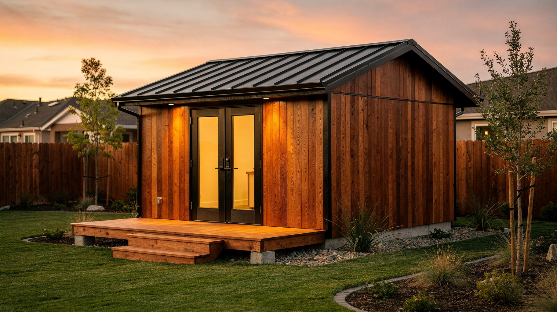 Custom built 15x8 Sutter Studio backyard retreat by Boxpro Express in Yuba City