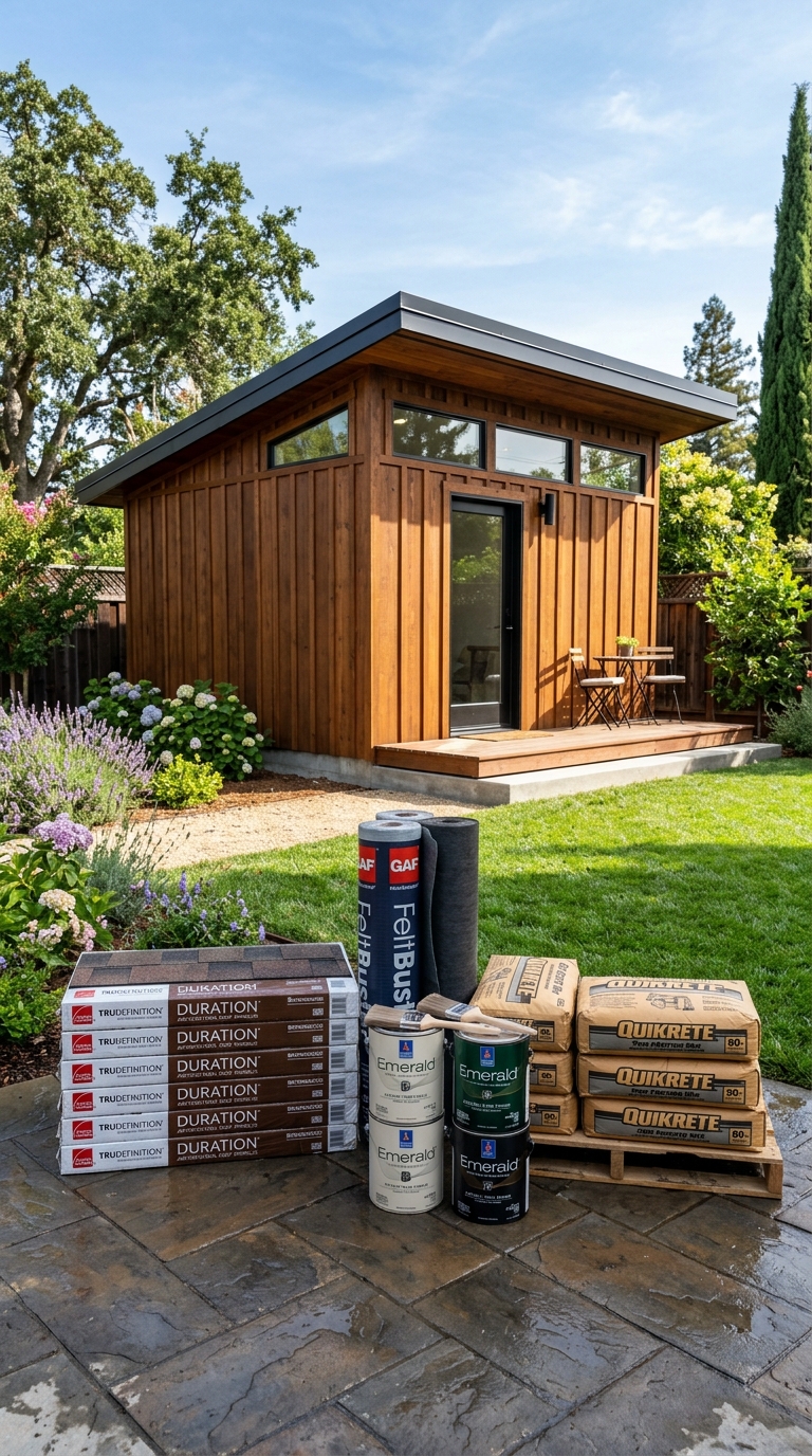 Missing shed kit materials shingles paint and concrete required for Amazon shed kit