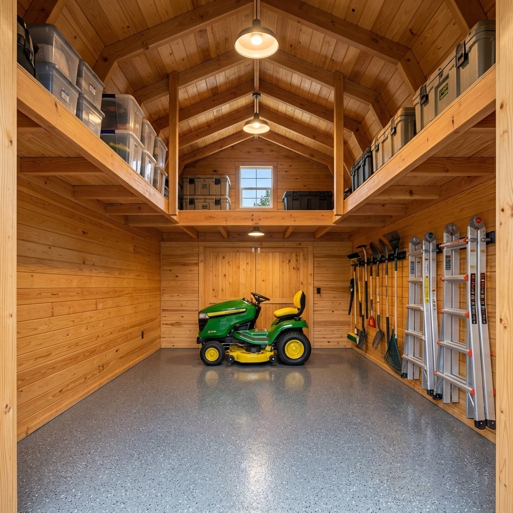 Valley Vault Finished Barn Interior Workshop